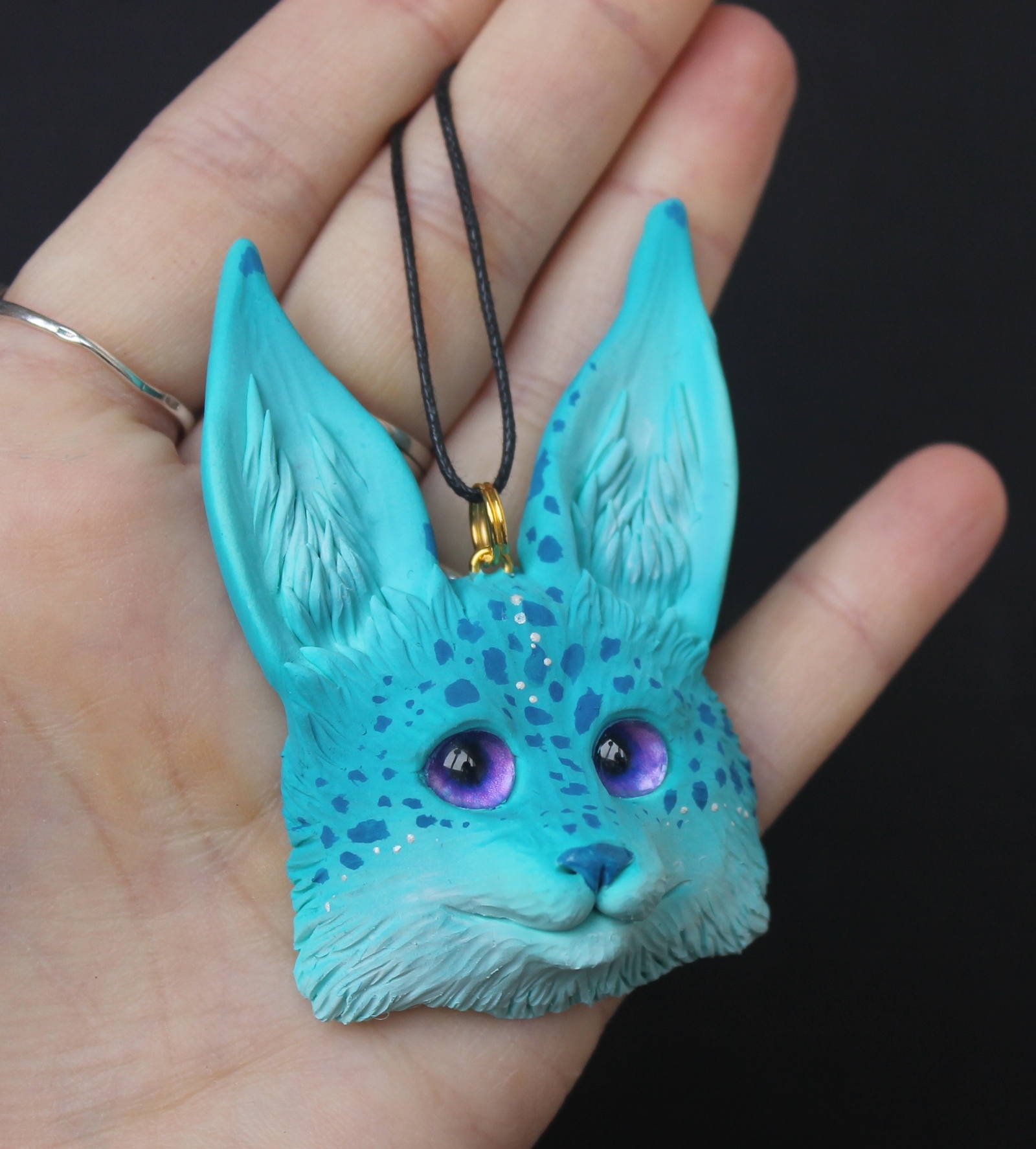 Piece of ice - My, Needlework without process, Лепка, Handmade, Lynx, Pendant, Polymer clay, Longpost