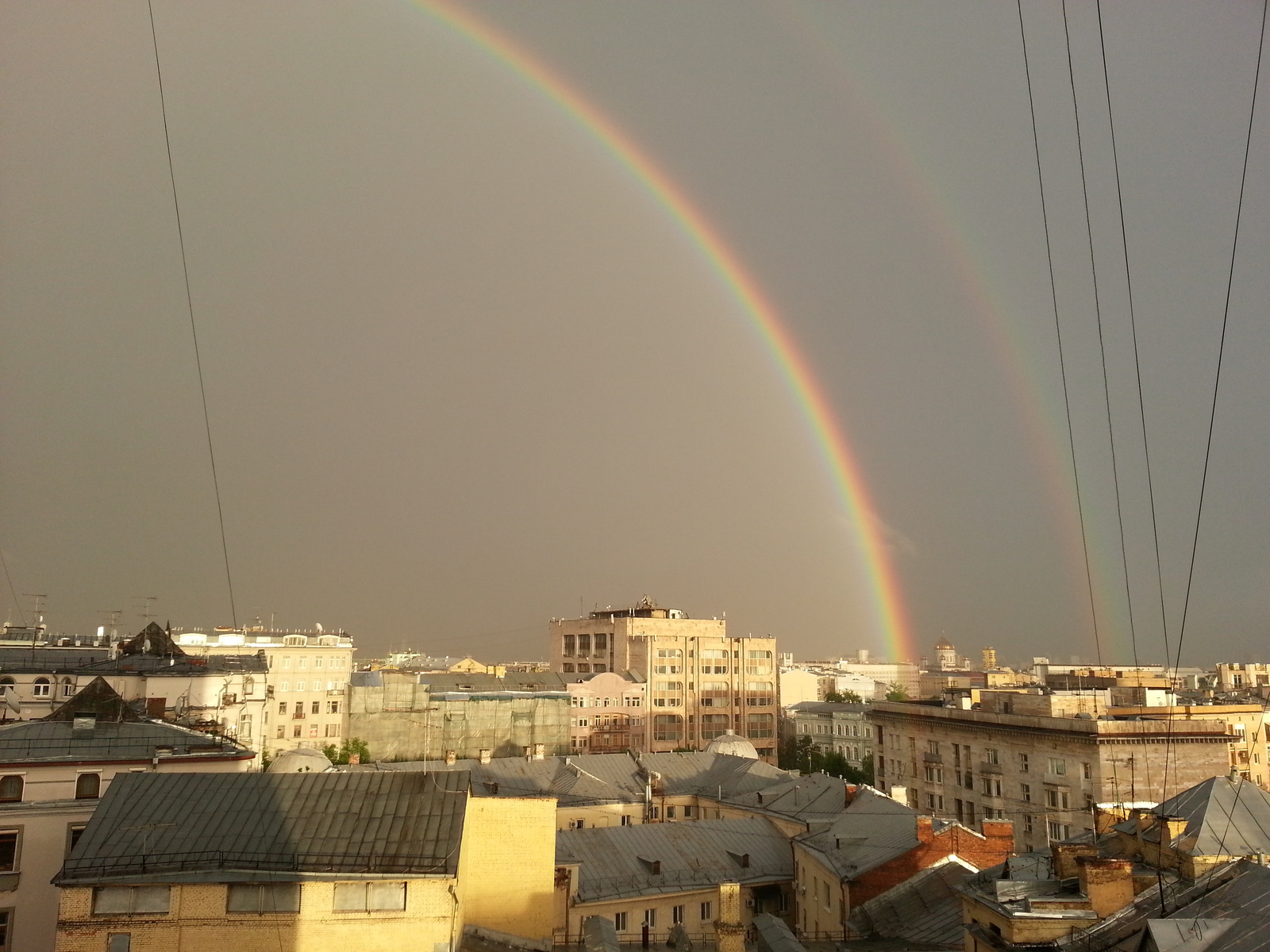 I heard they love rainbows here. - My, Rainbow, Moscow, Roof