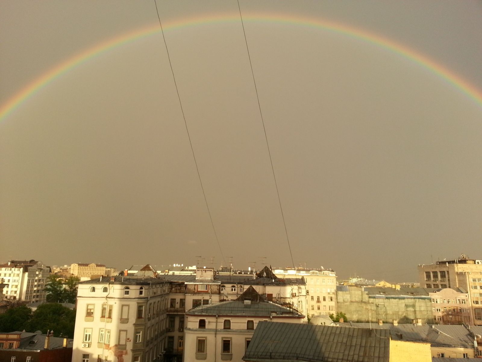 I heard they love rainbows here. - My, Rainbow, Moscow, Roof