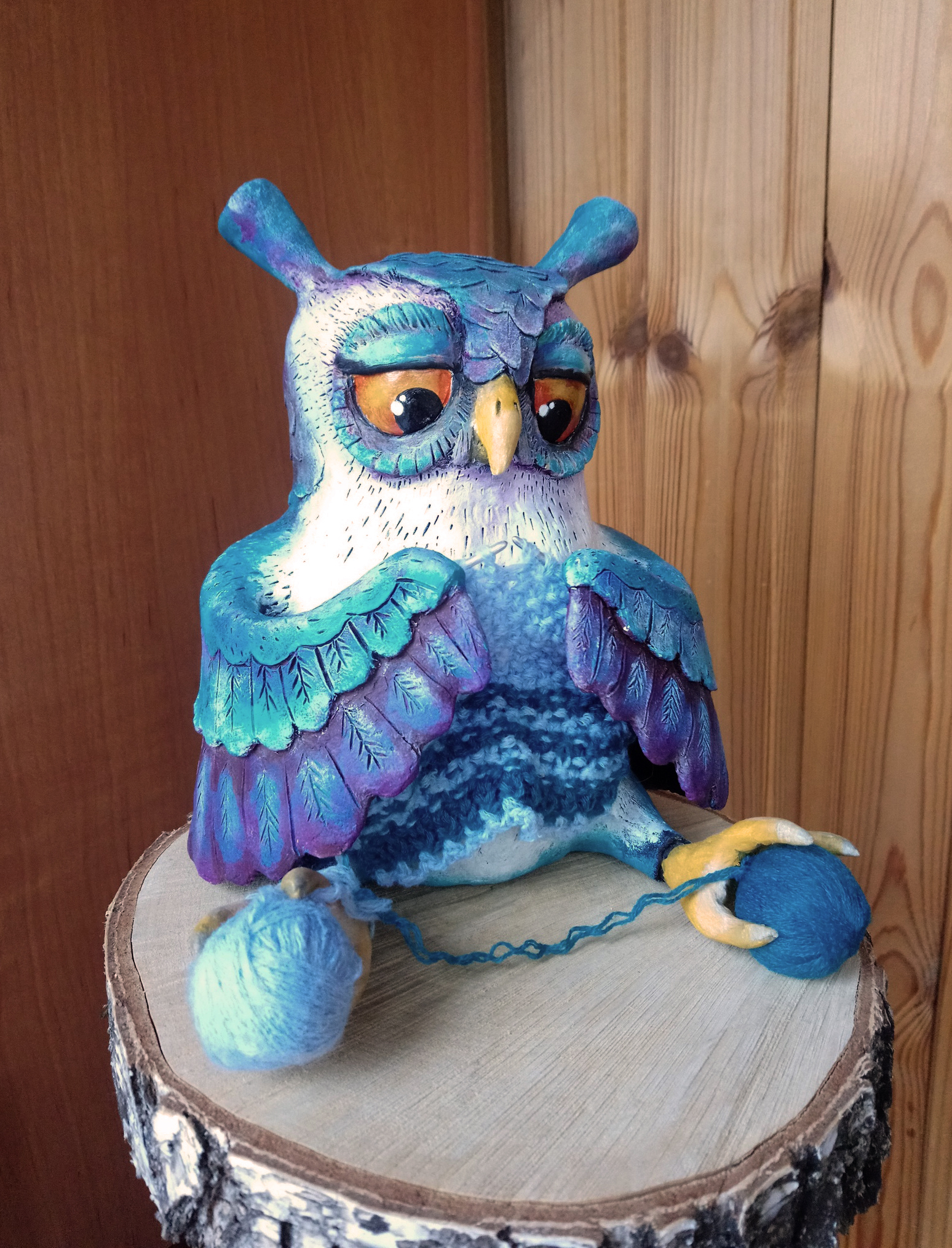 peek-a-boo exchange - , Gift exchange, Owl, Crow, Papier mache, Dry felting, Longpost