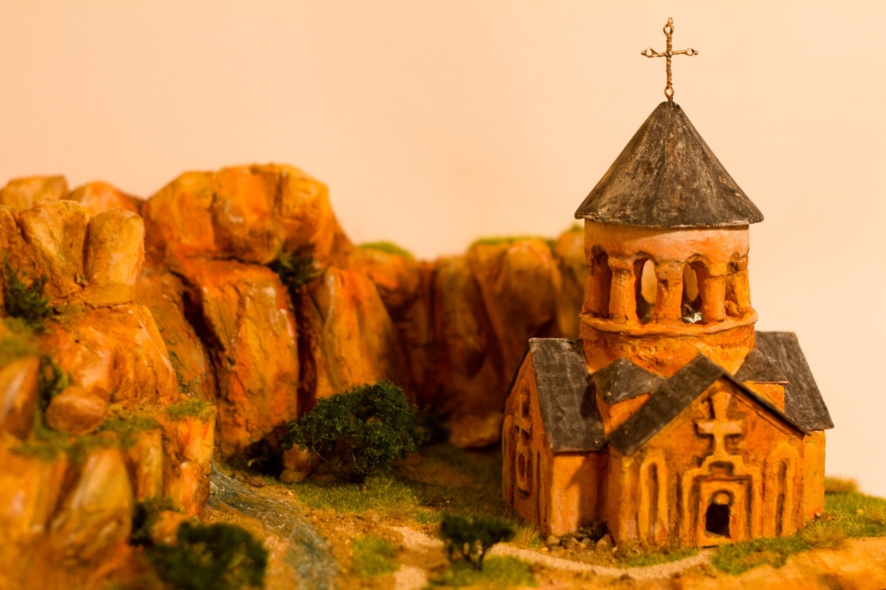 Diorama with a church. - My, Diorama, With your own hands, Needlework with process, Armenia, Layout, Creation, Modeling, Longpost