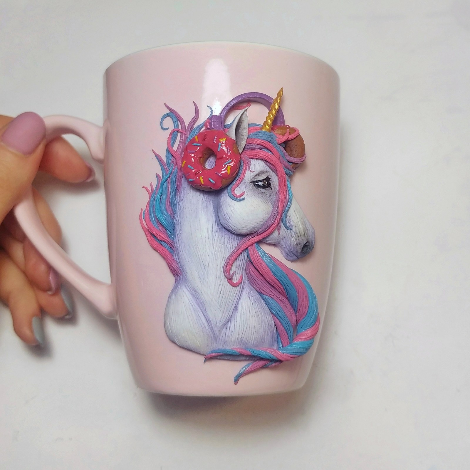 Master class on mug decor - My, Polymer clay, Needlework with process, Unicorn, Longpost