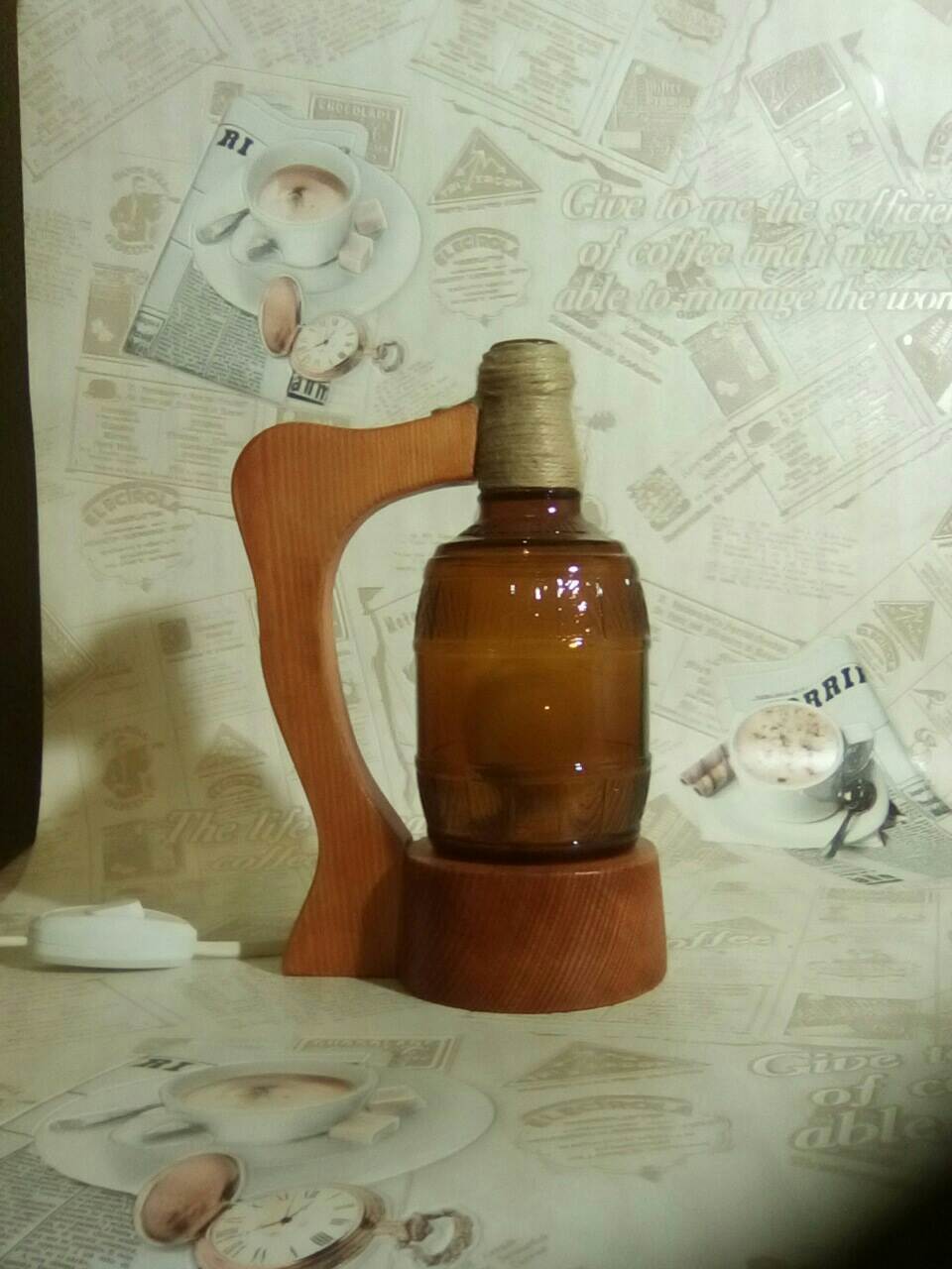 Bottle lamp. - My, Lamp, , Bottle, With your own hands, Presents, Unusual, Longpost