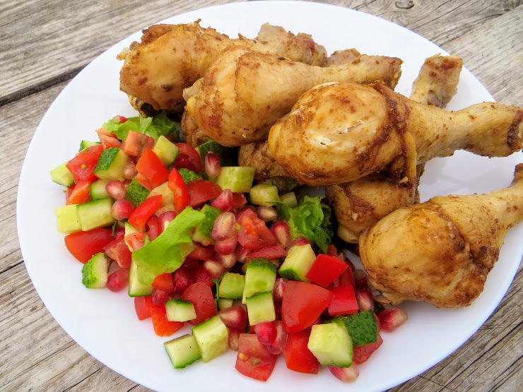 Cooking chicken on the lid - My, Food, Yummy, Preparation, Recipe, Longpost, Video recipe, Other cuisine, Hen, Salad, Video