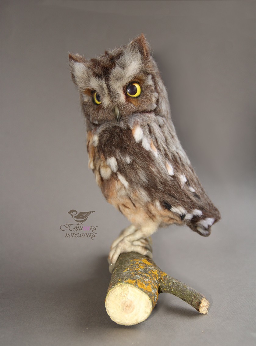 Sleepy owl. Dry felting. - My, Needlework without process, Dry felting, Birds, Needlework, Handmade, Creation, Longpost