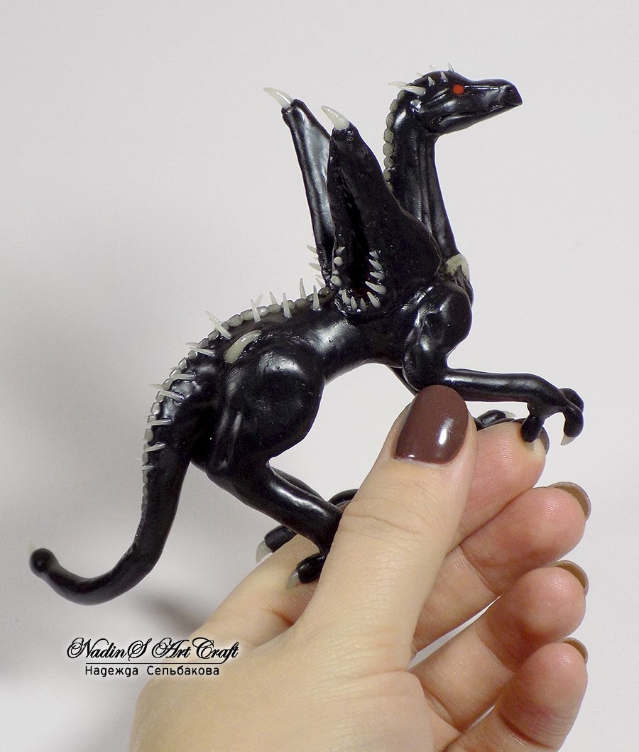 Figurine Toothy dragon - My, Needlework without process, Polymer clay, The Dragon, Teeth, Handmade, Creation, Kripota, Copyright, Longpost