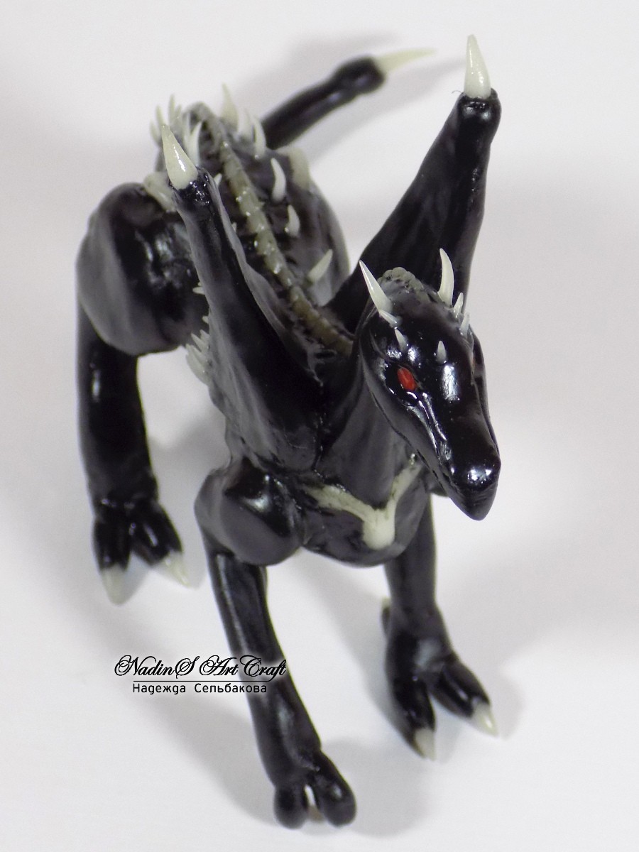 Figurine Toothy dragon - My, Needlework without process, Polymer clay, The Dragon, Teeth, Handmade, Creation, Kripota, Copyright, Longpost