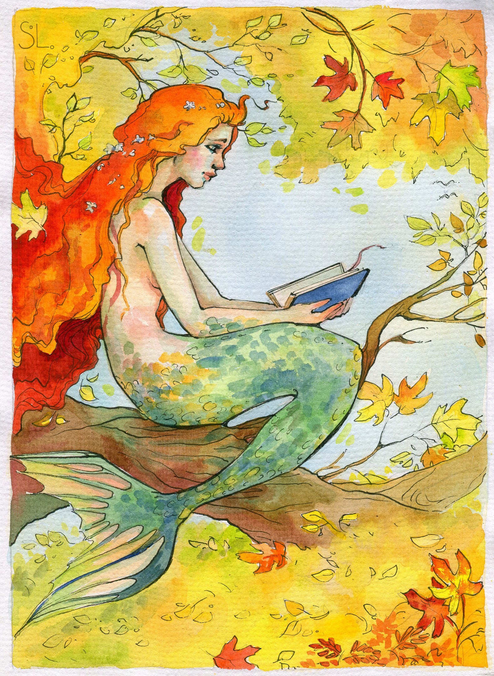 Watercolor fairy tales (selection of works for 2016) - My, Watercolor, Postcard, , Fantasy, Story, Myths, Autumn, Longpost