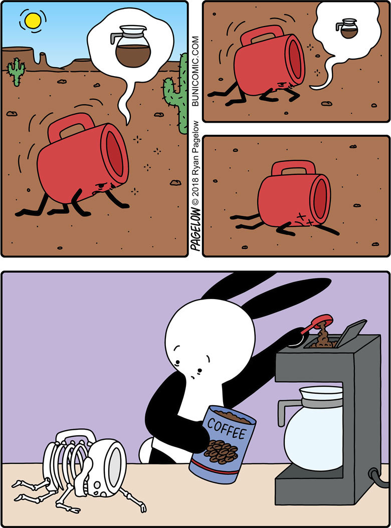 Can't live without coffee - Buni, Pagelow, Coffee, A cup, Skeleton, Comics