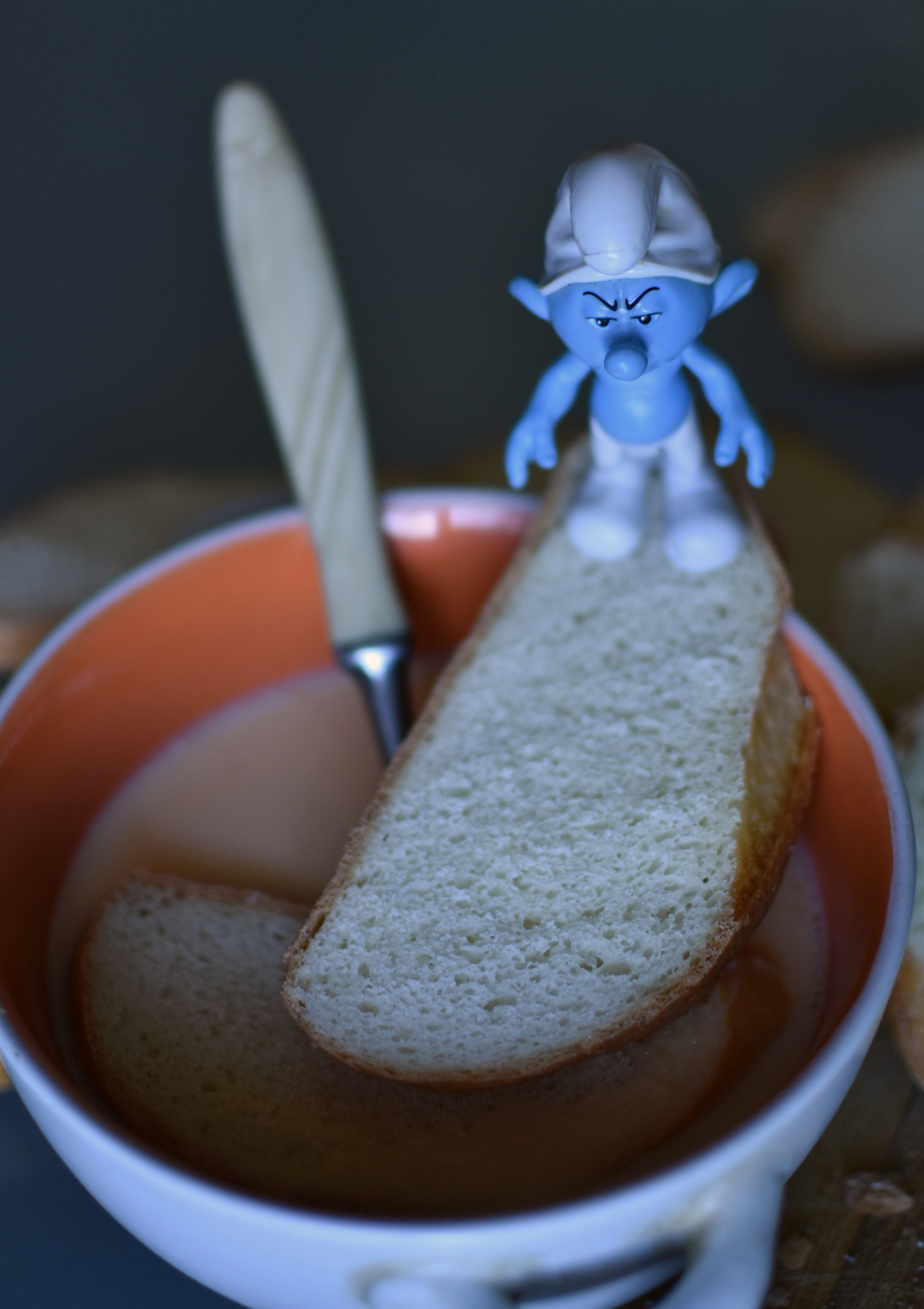 Smurf and GRENKI. - My, Preparation, Photographer, Toast, Cooking, Children, Longpost