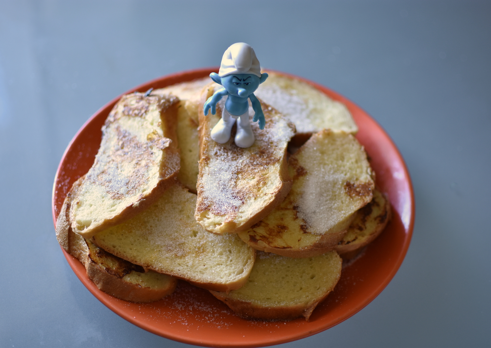 Smurf and GRENKI. - My, Preparation, Photographer, Toast, Cooking, Children, Longpost