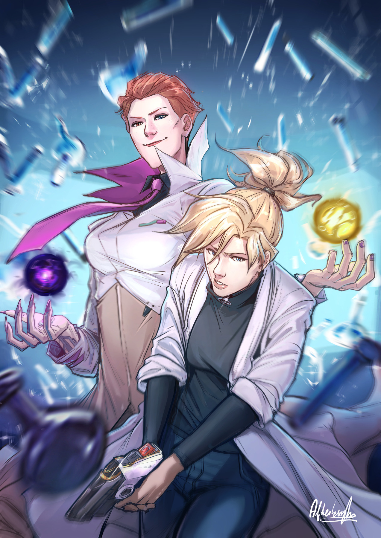 Moira X Mercy Art - Арт, Ohnoafterlaughs, Overwatch, Moira, Mercy