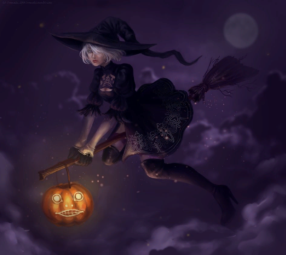 Halloween 2B - NIER Automata, Yorha unit No 2 type B, Games, Halloween, Art