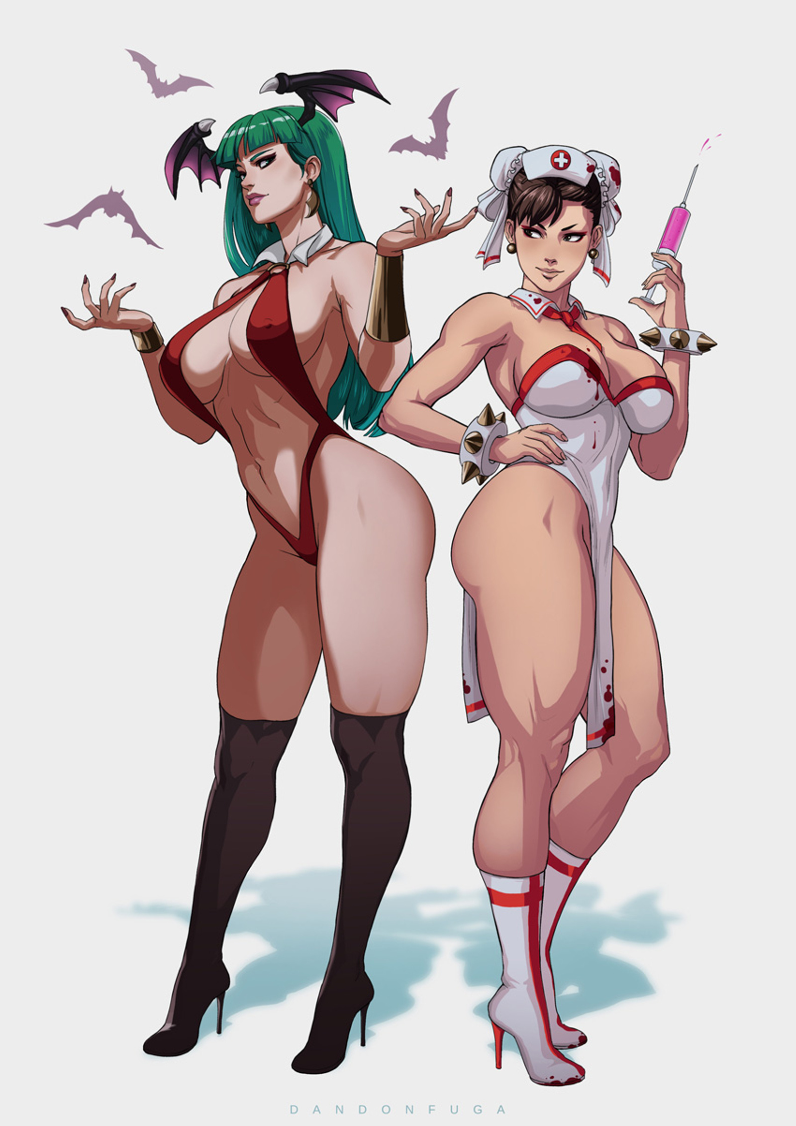 Morrigan and Chun Li ~ Costume Party Art | Пикабу