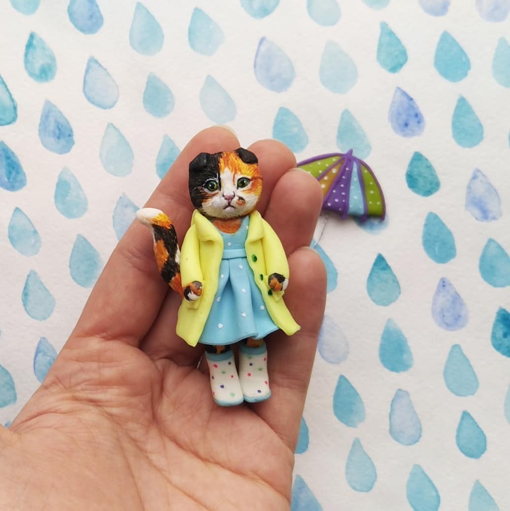 Sad time, sad cats. - My, cat, Needlework without process, Лепка, Polymer clay, Longpost