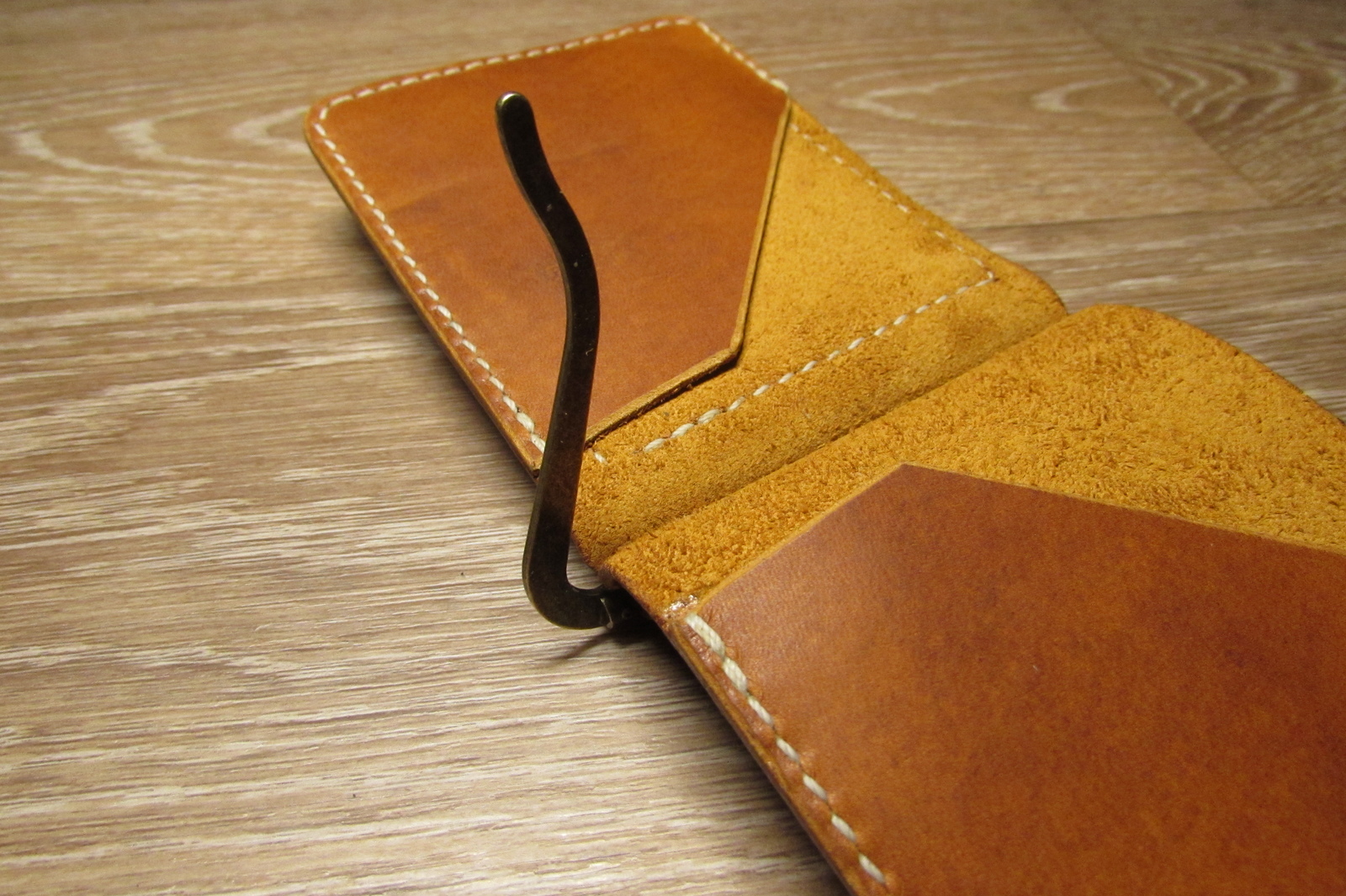 Bill holder with coin box - My, , Leather, With your own hands, Needlework with process, Longpost, Money clip