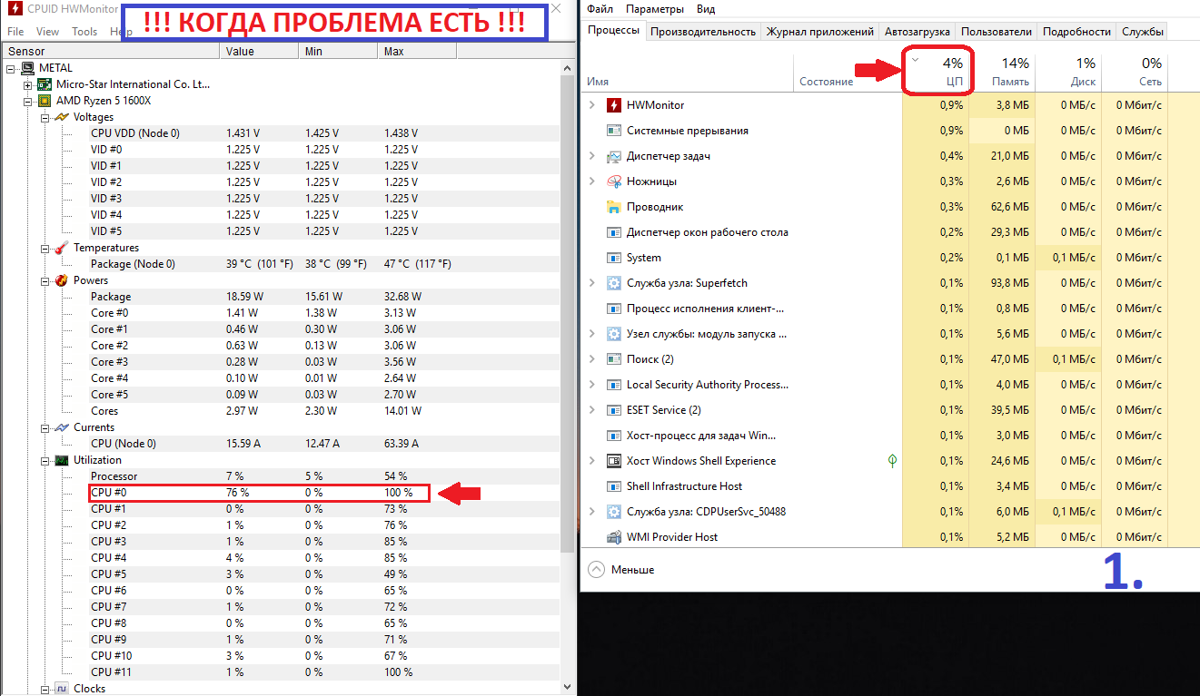 1 thread is loaded at 100% and the rest work in the usual mode for themselves. PC freezes! What's up?AMD Ryzen 5 1600X - My, PC, Software, Games, Longpost, Computer