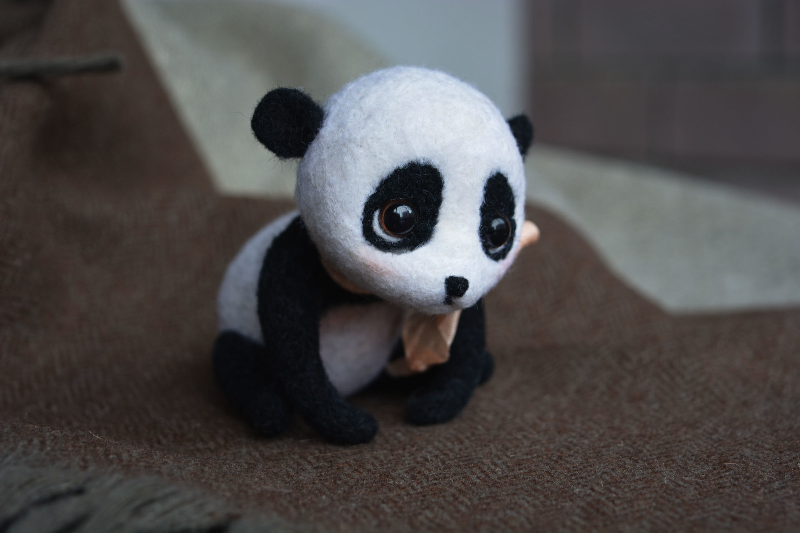 Panda made of wool - My, Dry felting, Needlework without process, Panda, Wool, Longpost