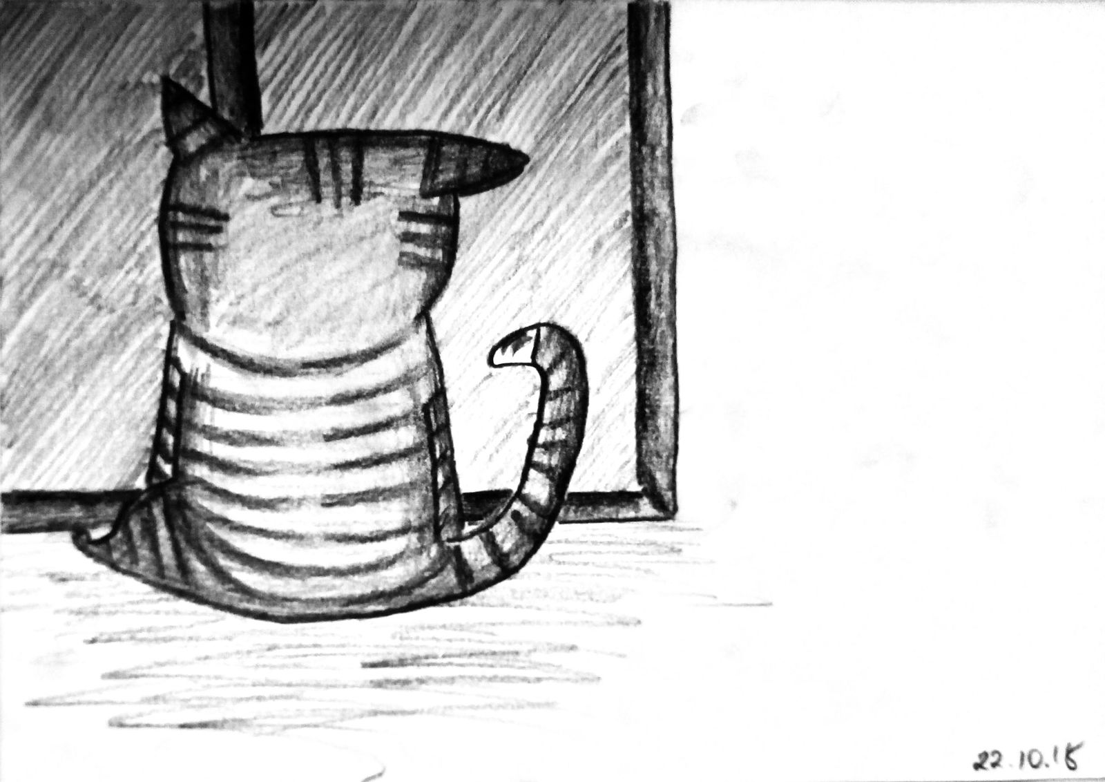 Dedicated to my best friend. Fat cat and boring everyday life ^•_•^Please rate it, it's very interesting what the audience will say this time - My, Thick, cat, Miniature, Pencil drawing, School, Lovers, Longpost