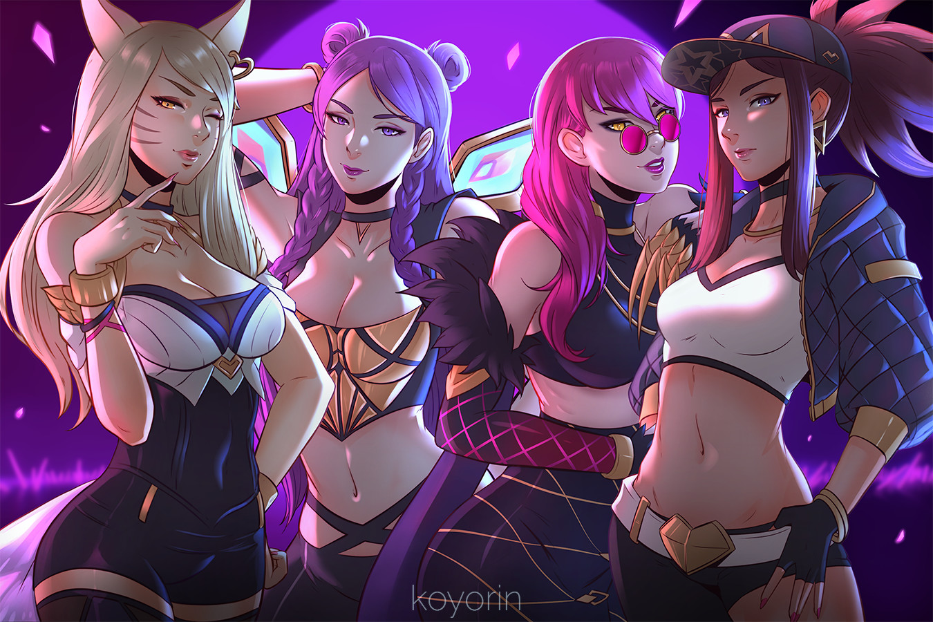 K/DA - Арт, League of Legends, LOL, Koyorin, Ahri, Kaisa, Evelynn, Akali