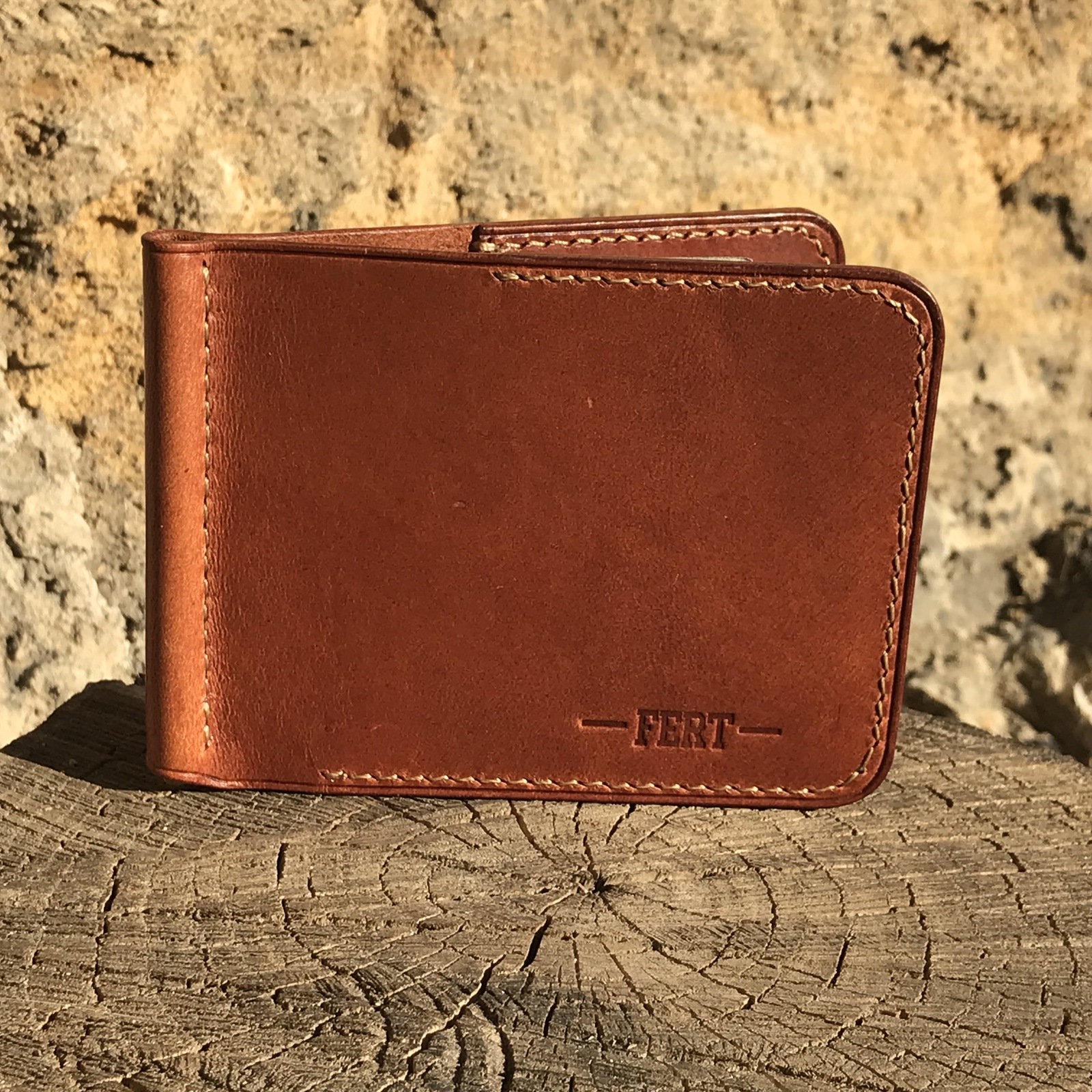 bill holder - My, Leather products, Hand seam, Leather craft, , , Longpost, Money clip