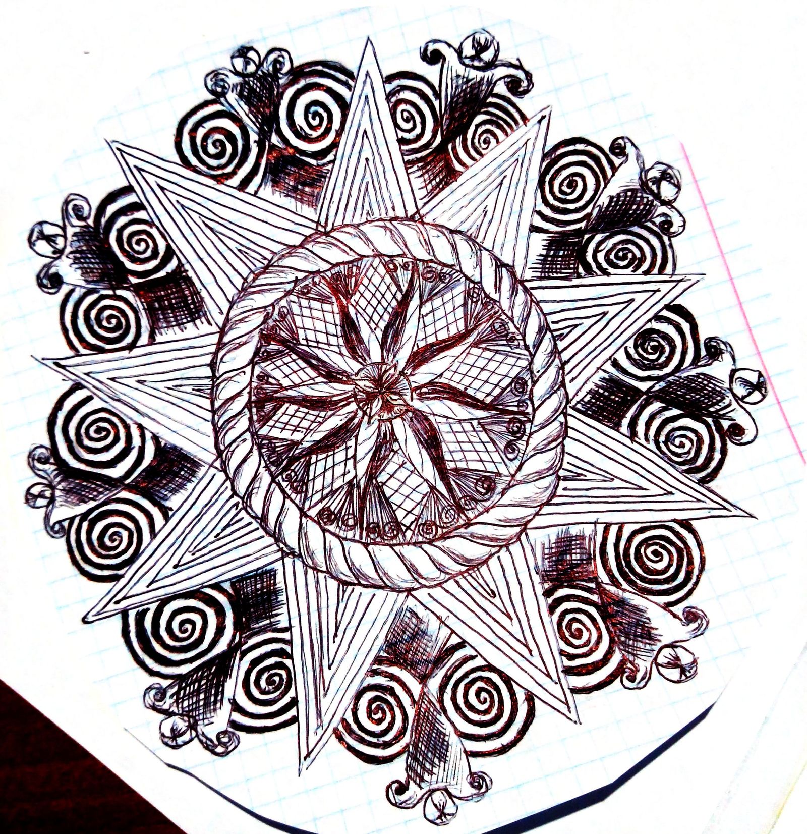 La.mandalas - My, Mandala, Black pen, Ball pen, Drawing, Just, Longpost