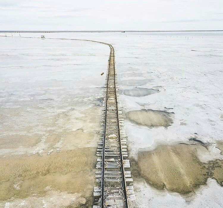 Salty iron - Railway, Baskunchak Lake, Baskunchak, Salt