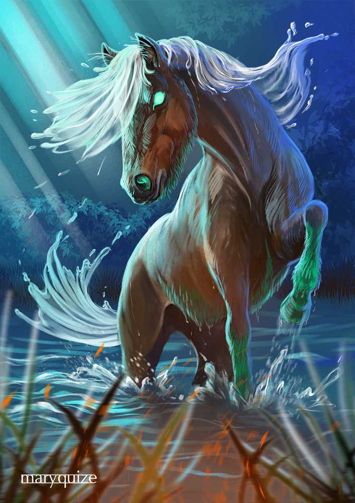 Fantastic horses of the magical world - My, Longpost, , Horses, Mythology, Harry Potter, 2D, Fan art, Digital drawing, Fantastic Beasts and Where to Find Them