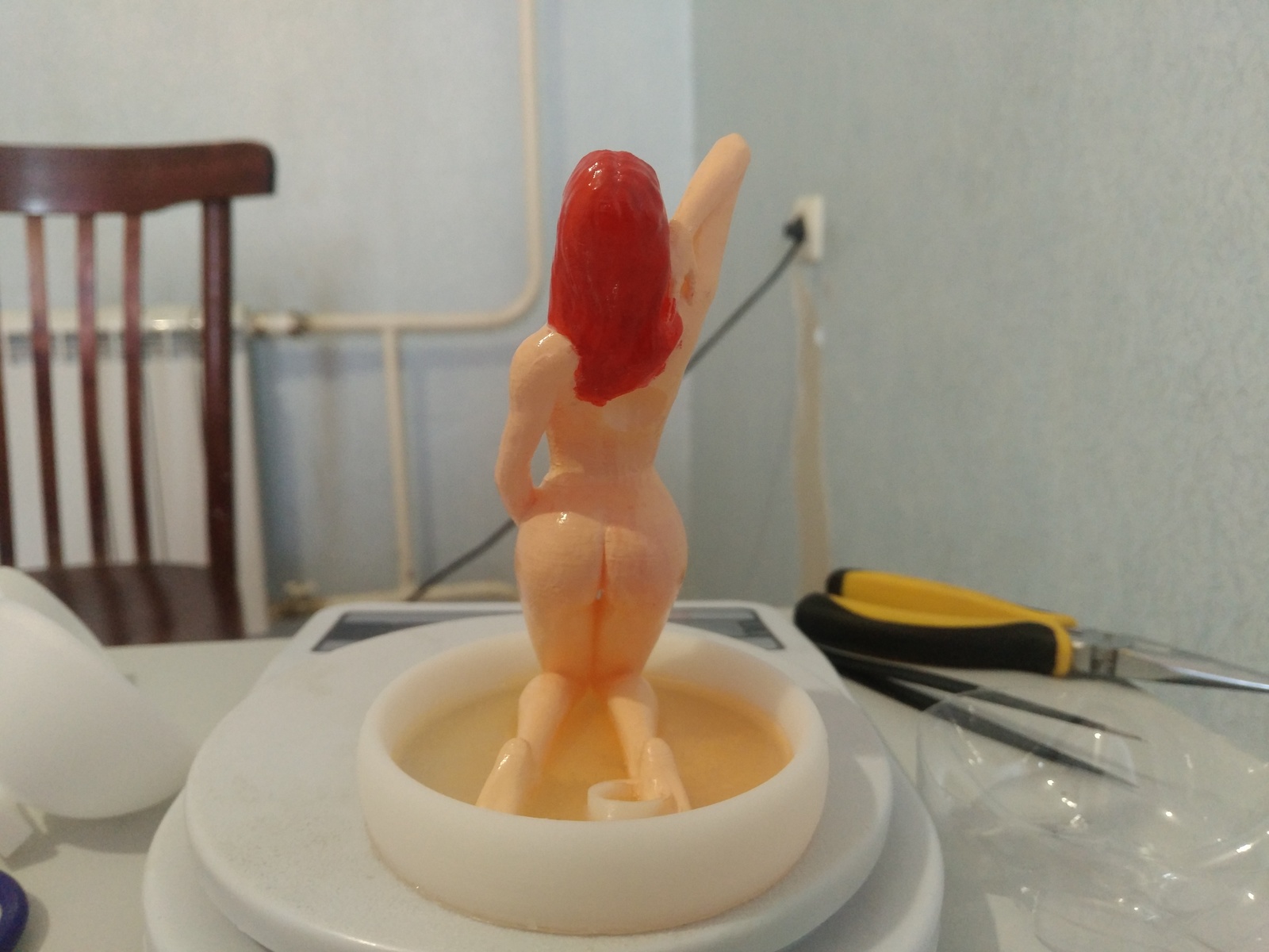 Pen holder made of naked girl - NSFW, My, 3D modeling, 3D printer, Miniature, Stand, Video, Nudity