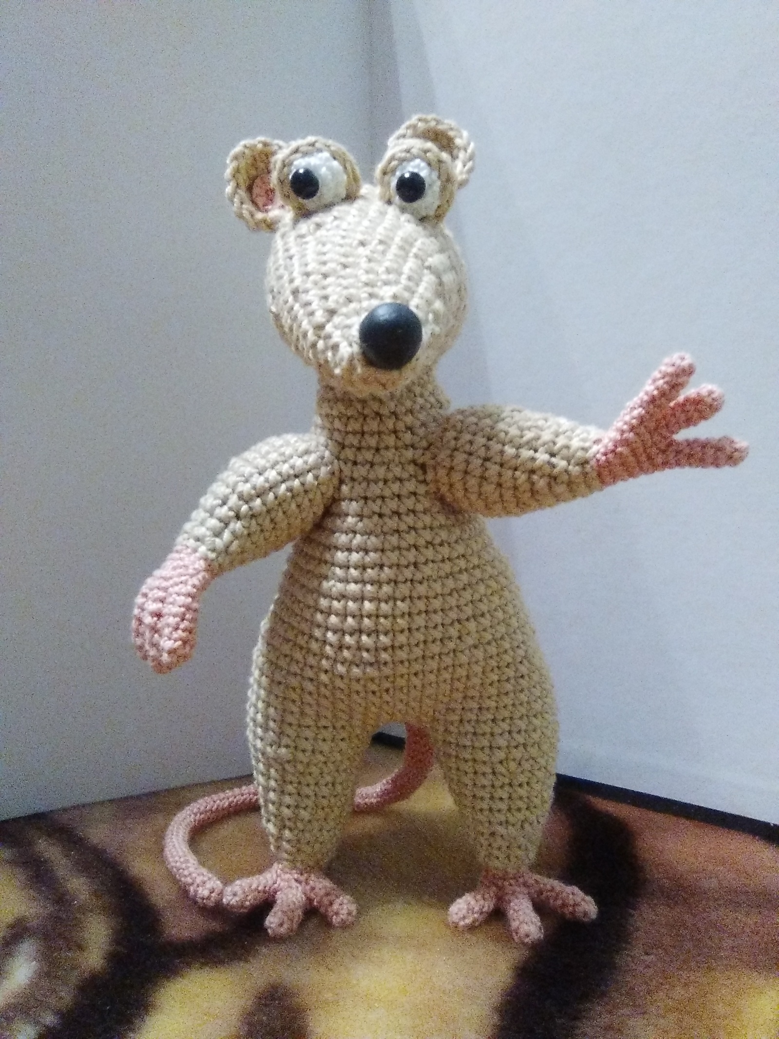 Rat :) - My, Knitted toys, Needlework with process, Needlework, Longpost