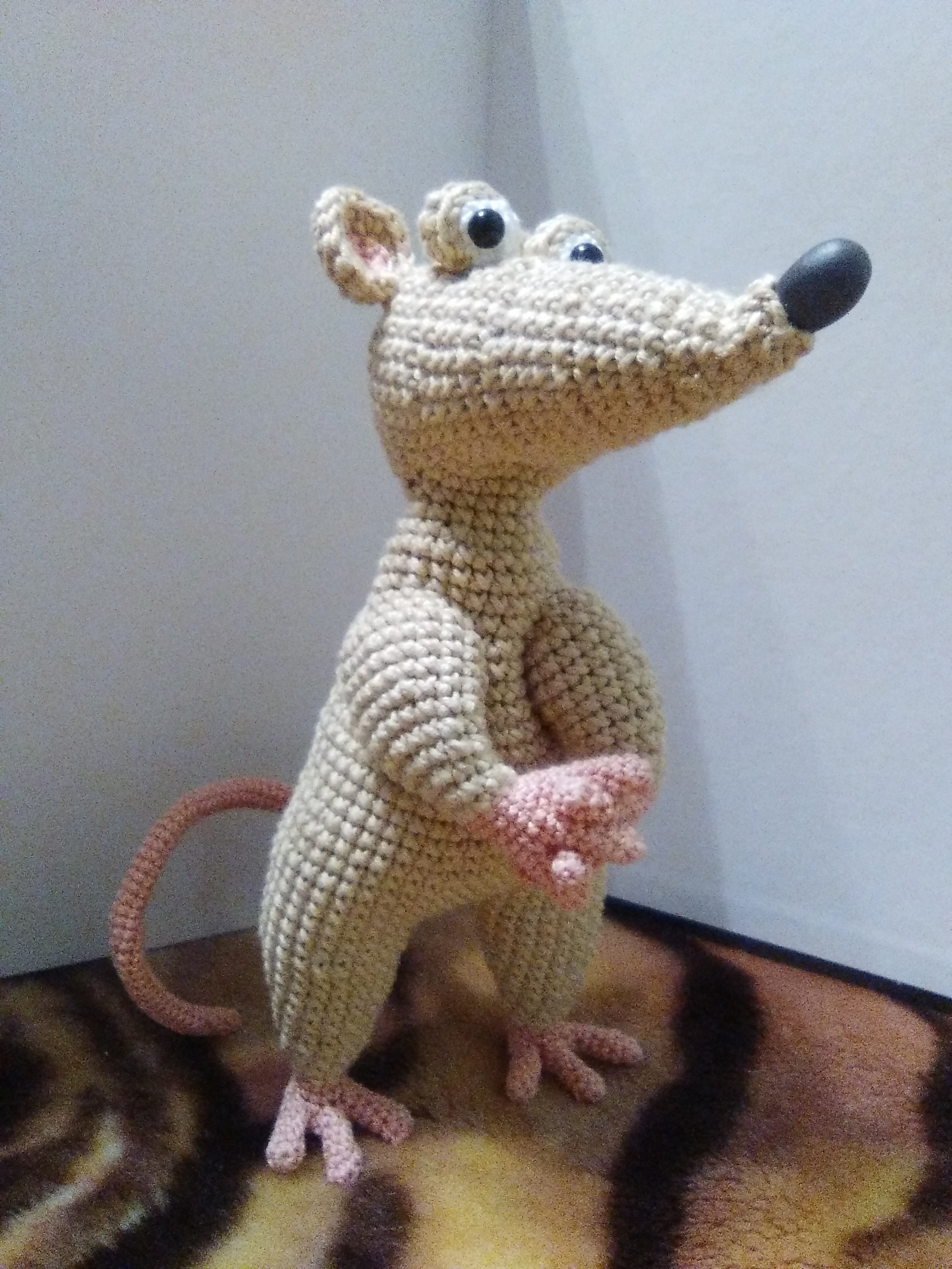 Rat :) - My, Knitted toys, Needlework with process, Needlework, Longpost