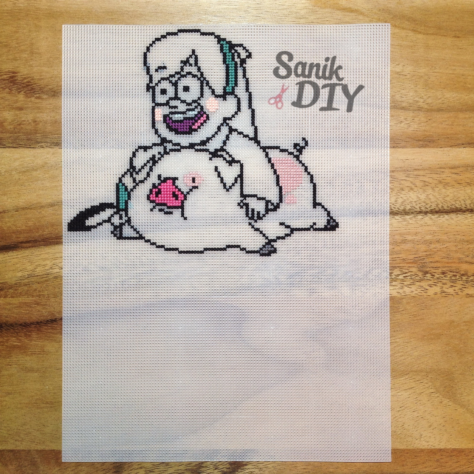 Mabel and Waddles - My, Needlework with process, Cross-stitch, Gravity falls, Longpost, Mabel pines, Puffy - Gravity Falls