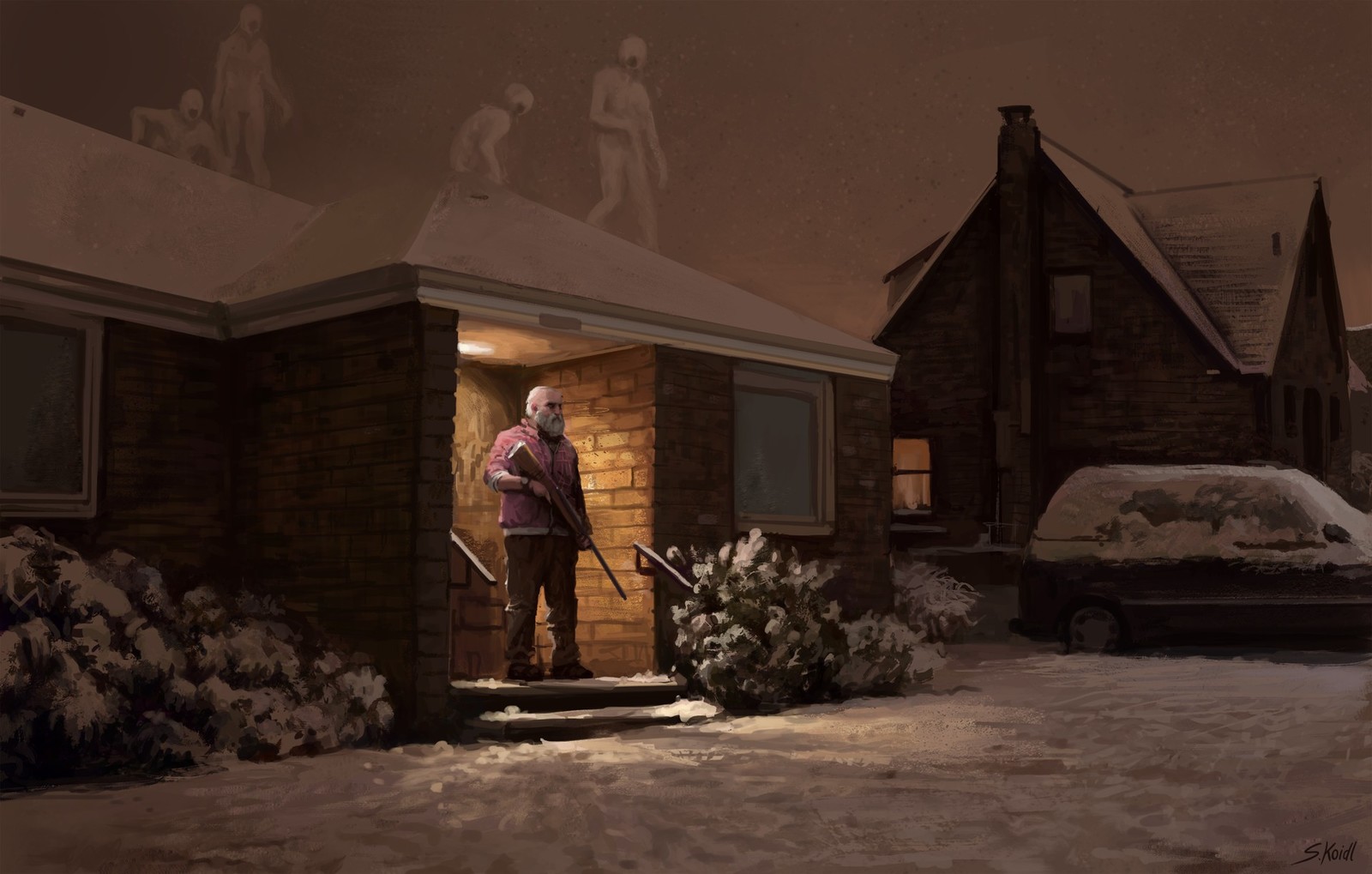 Uninvited - Art, Drawing, Snow, Aliens, Kripota, Stefan koidl