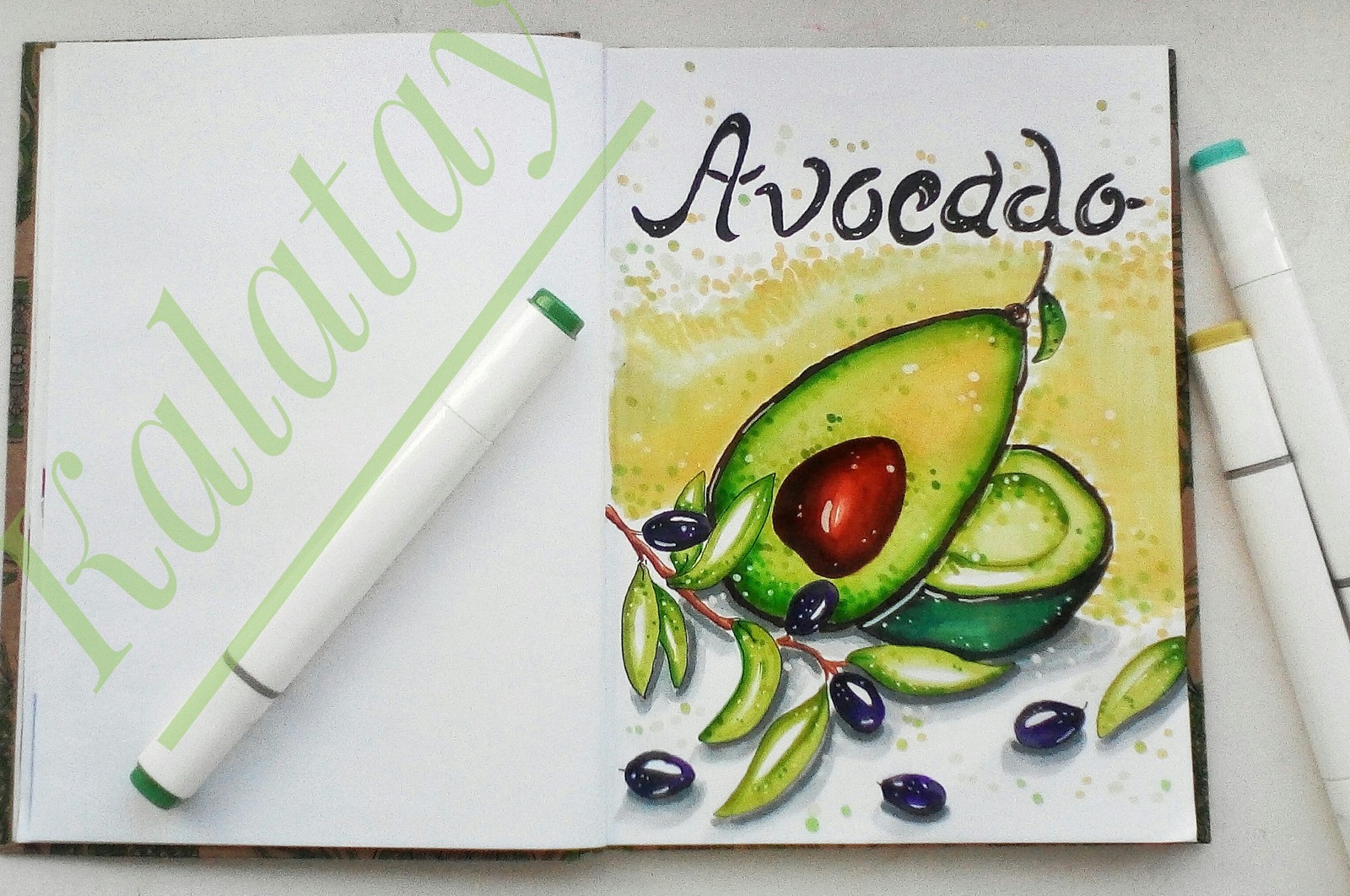 Avocado lovers - My, Drawing, Illustrations, Alcohol markers, Sketch, Sketchbook