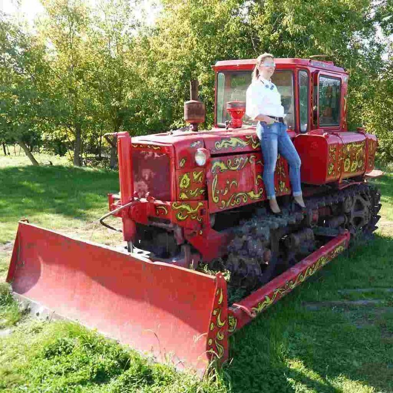 Riding a tractor? - Girls, Tractor, The photo, Beautiful girl, Joke, Humor, Longpost