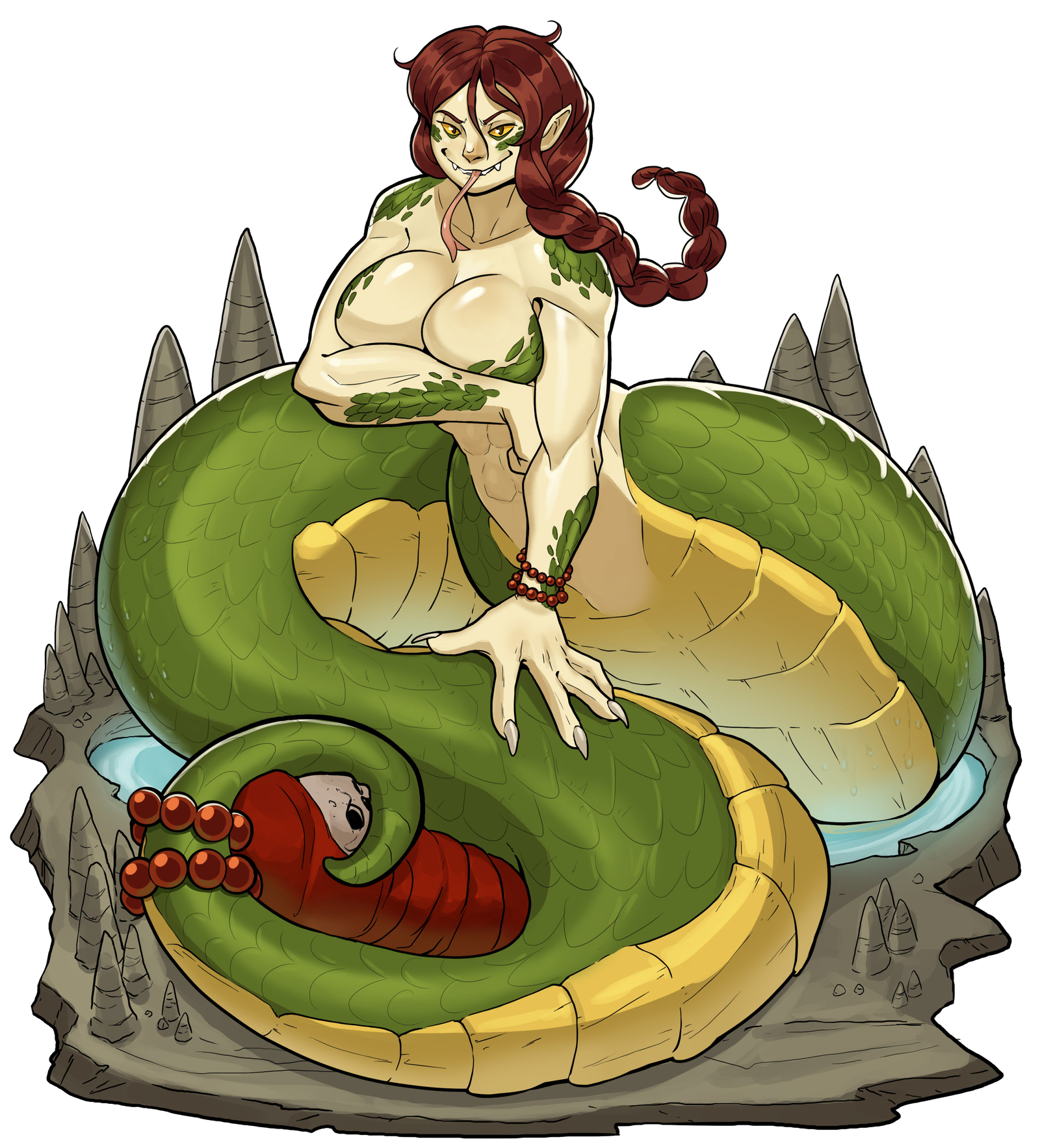 Nure-Onna - NSFW, Chris-Ceehaz, Art, Strong girl, Monster girl, Lamia, Fantasy