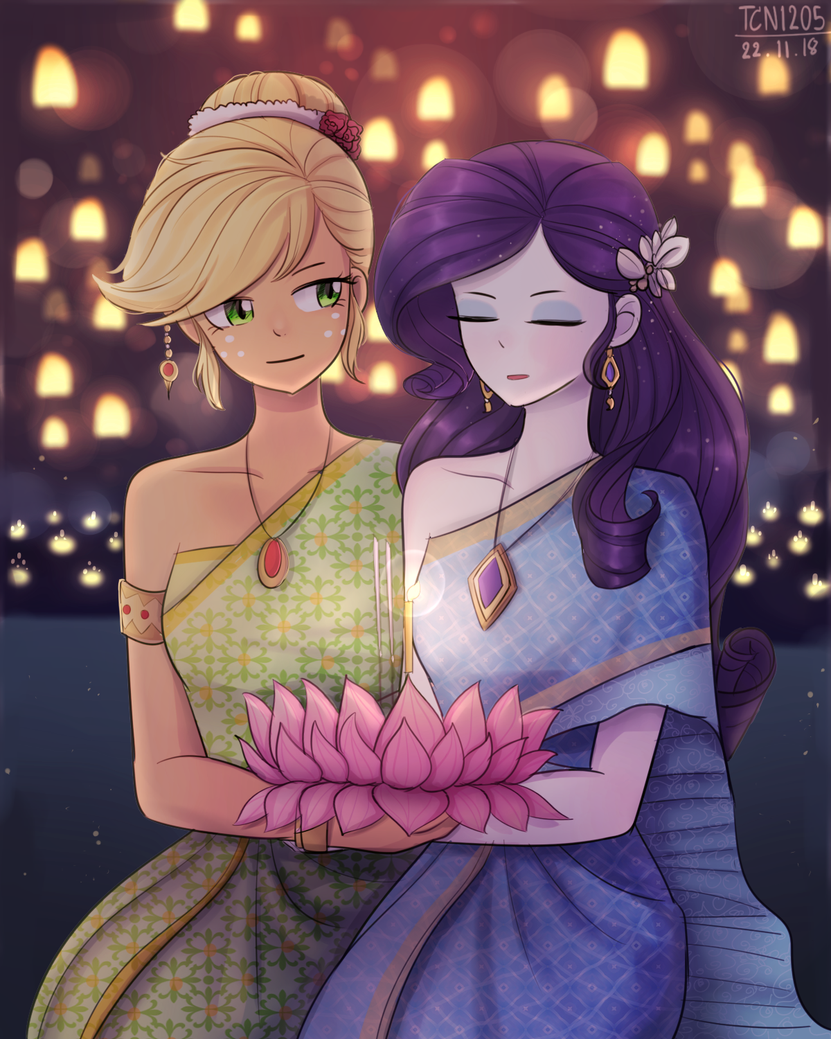 Loykrathong - My little pony, Equestria girls, Applejack, Rarity, Looknamtcn