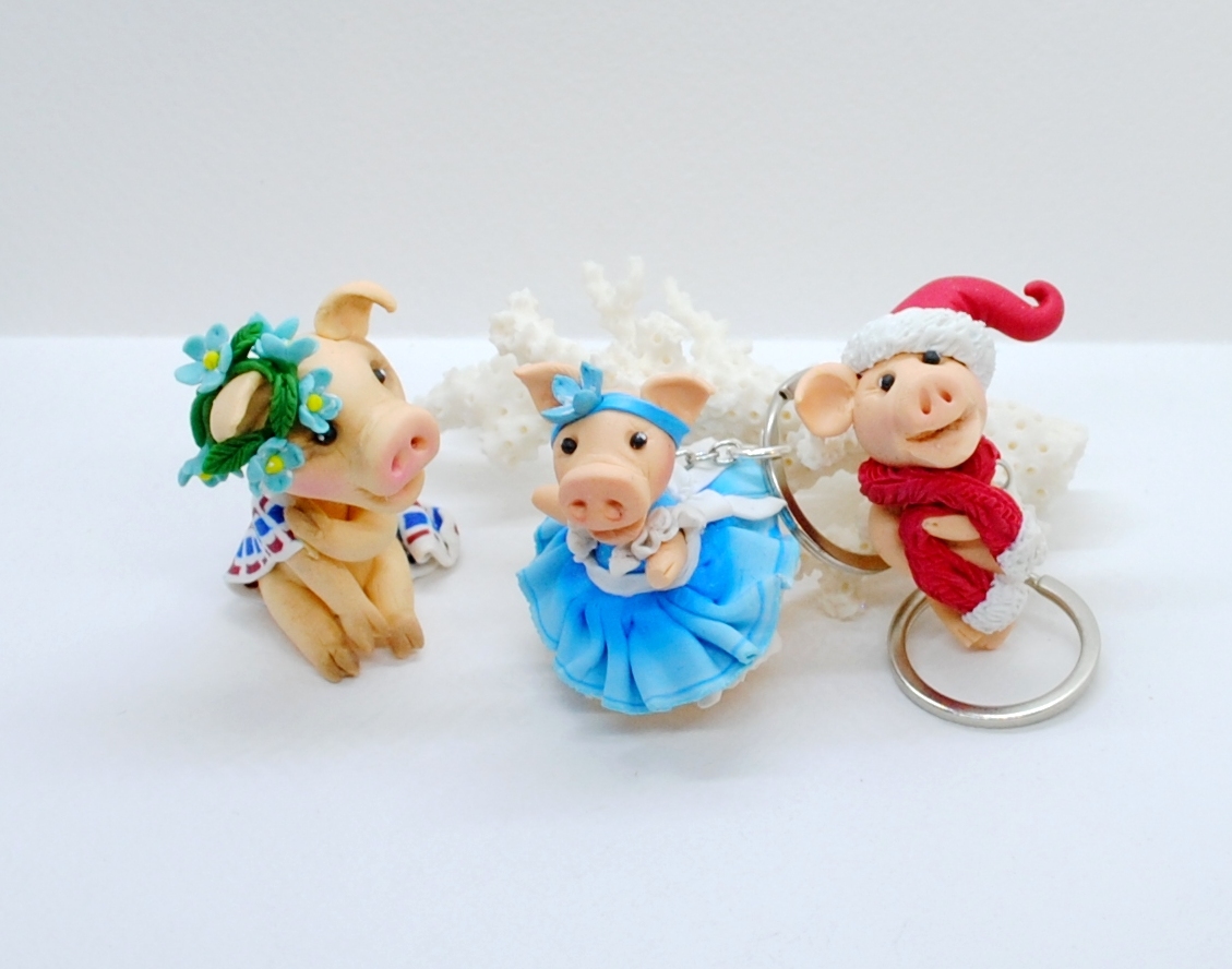 My pigs, characteristic. - My, Polymer clay, New Year, Piggy