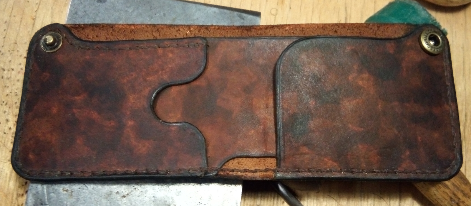 Simple bifold + process pieces - My, Leather craft, Handmade, Leather, Wallet, Needlework with process, Longpost