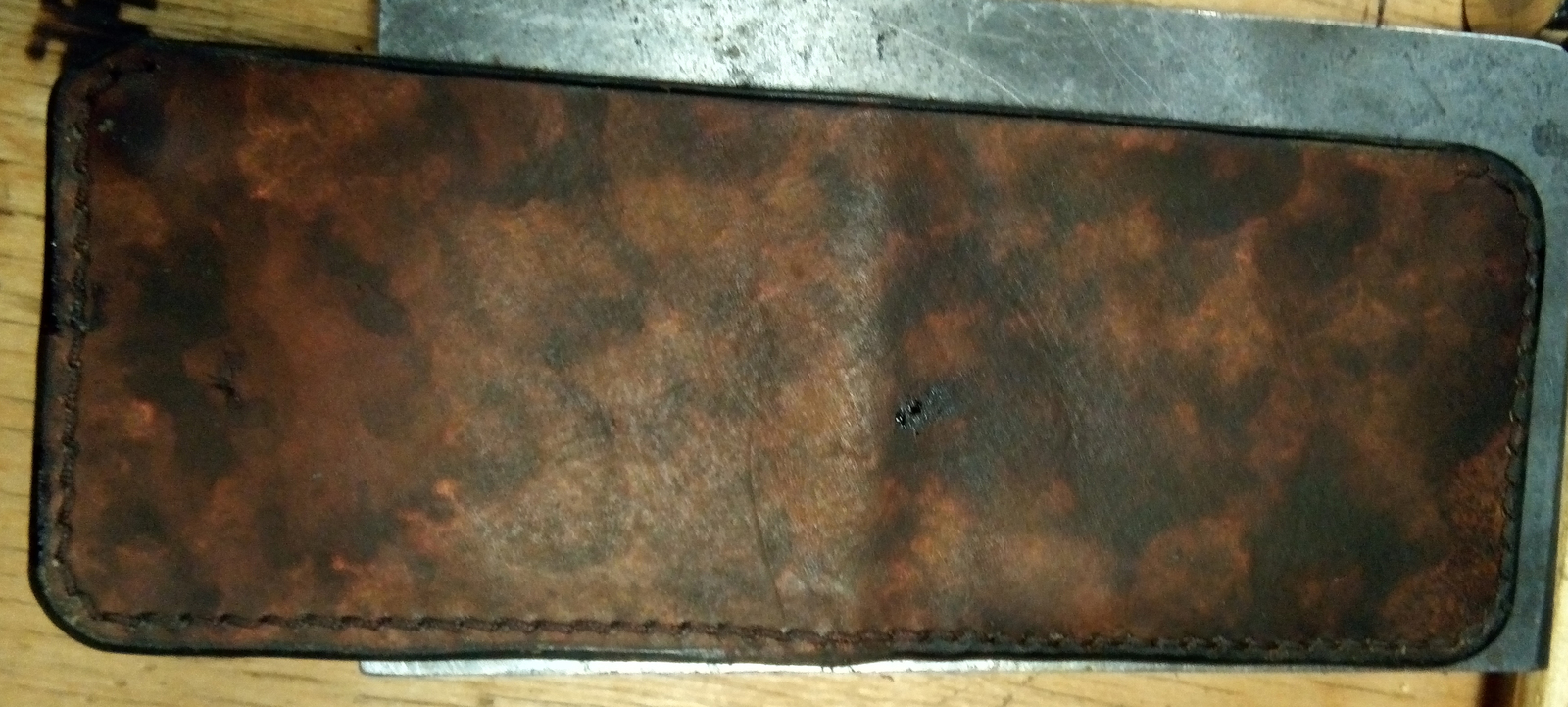 Simple bifold + process pieces - My, Leather craft, Handmade, Leather, Wallet, Needlework with process, Longpost