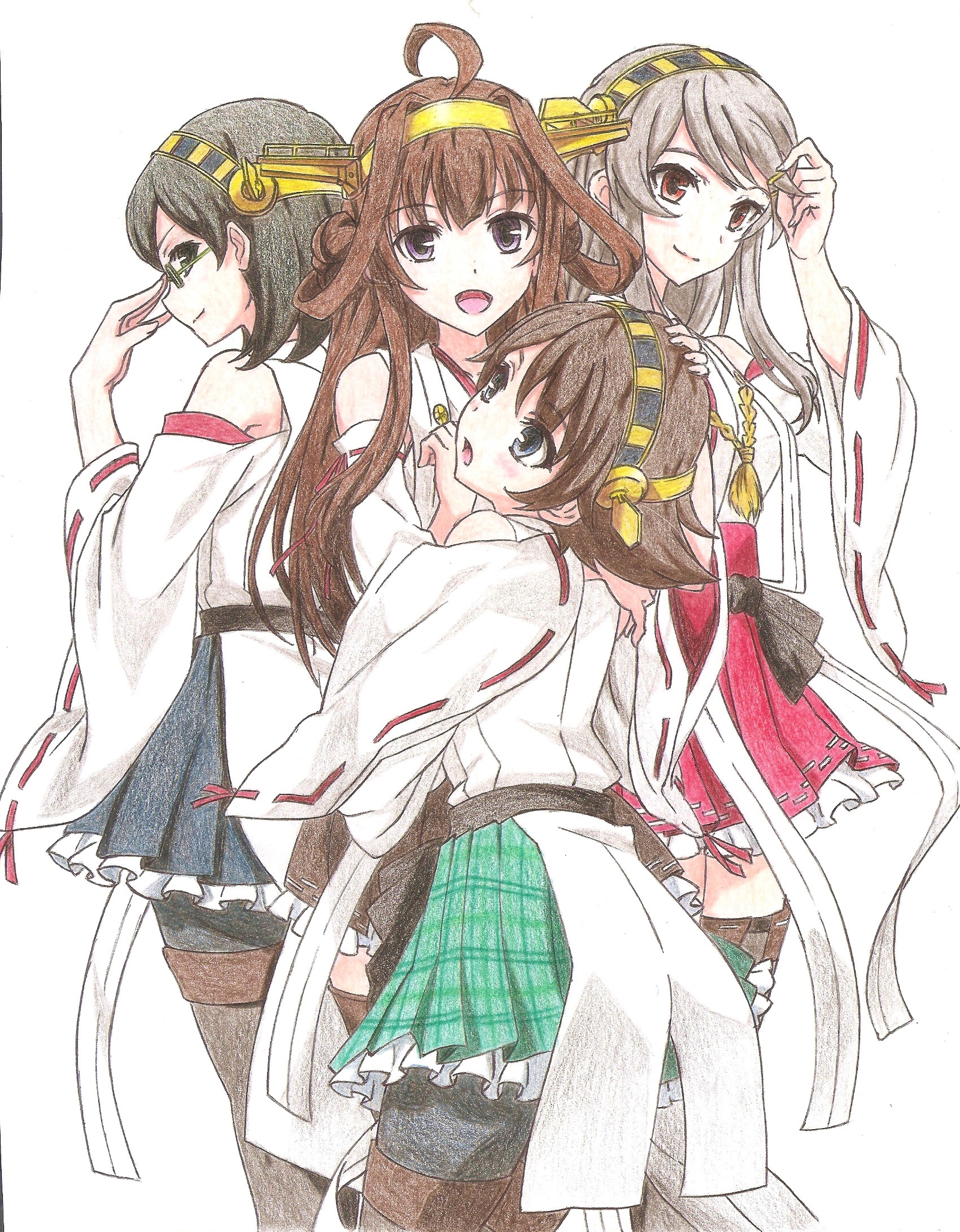 Kongou sisters - Kantai collection, Kongou Sisters, Kongou, Kirishima, Hiei, Haruna, Anime, Anime art