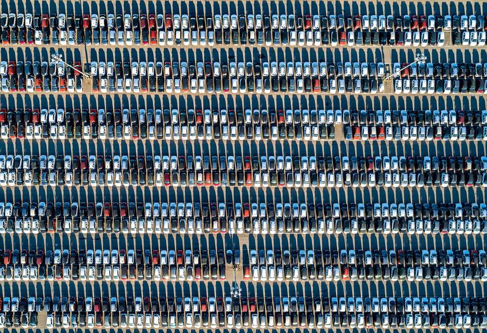 sprinkled with snow - Area, Parking, Factory, Renault, Winter, Summer, View from above