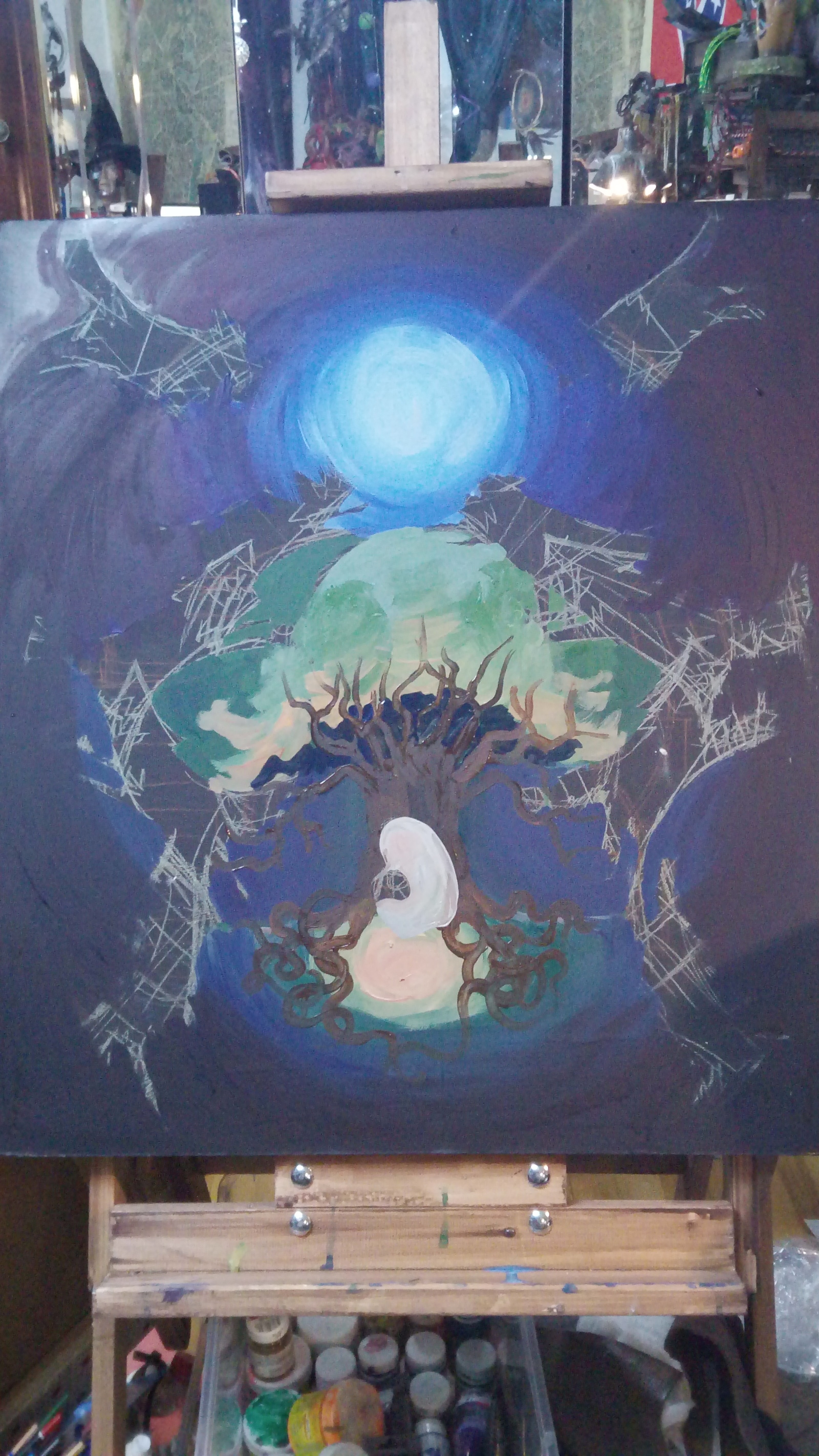 Lullaby - My, Kai Yara, Painting, Illustrations, Tempera, Lullaby, Wolf, Mythology, Longpost, Painting