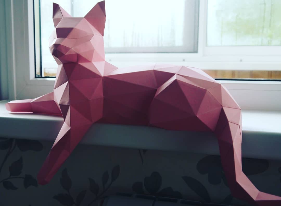 Бумажное моделирование: низкополигональные модели - Моё, Papercraft, Лиса, Кот, Утка, Рукоделие без процесса, Фотография, Длиннопост