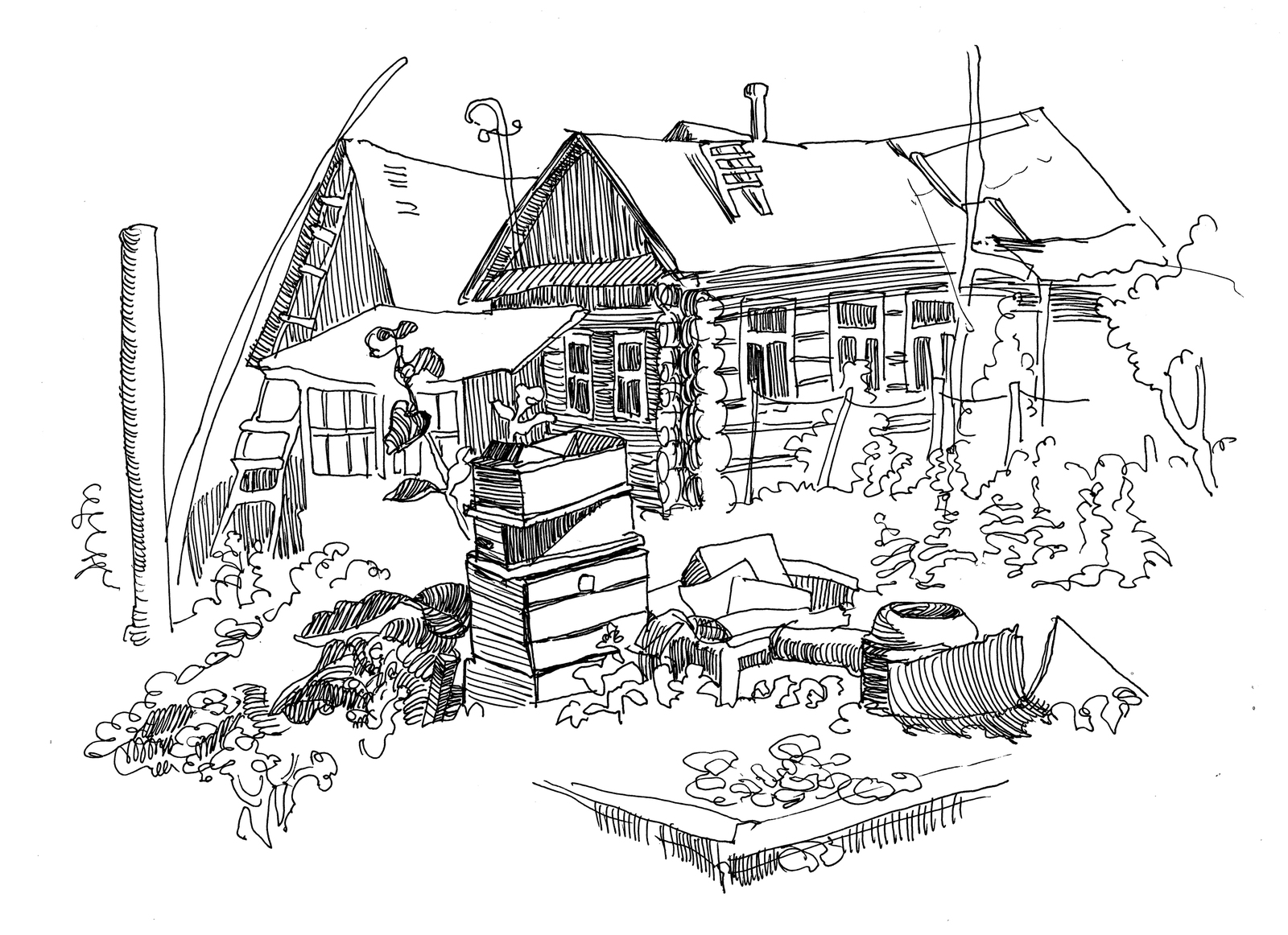 Дом в деревне рисунок
