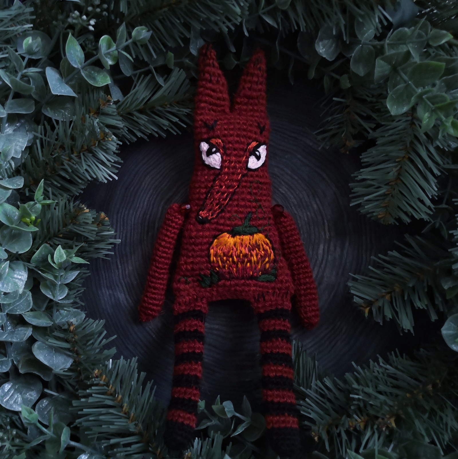 wolf pumpkins - My, Amigurumi, Doll, Toys, Soft toy, Wolf, Knitting, Crochet, Needlework without process, Longpost