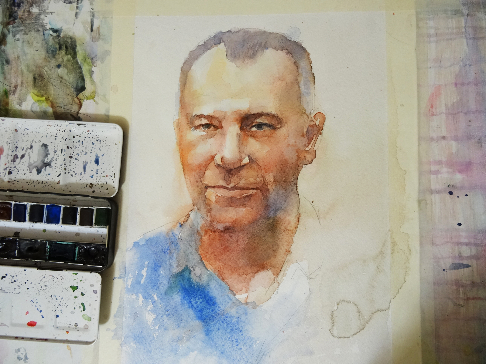 Stages of work on a portrait - My, Portrait, Drawing, , Painting, Watercolor, , Longpost