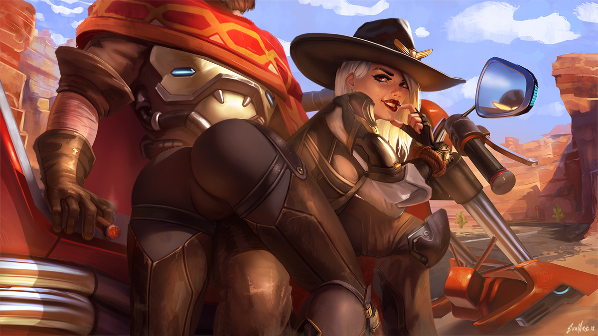 “Untie me McCreeee ” - Evulchibi, Overwatch, McCree, Ashe, Games, Art