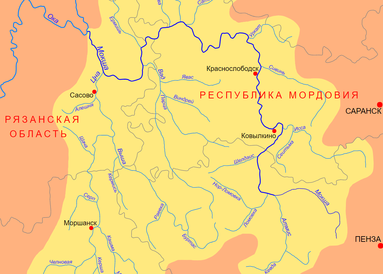 Бассейн реки Мокша в Мордовии