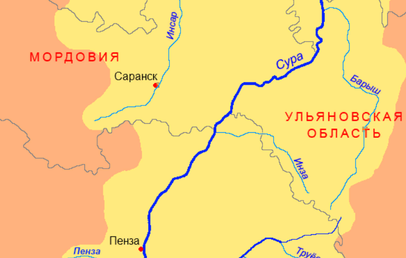 Мокша река схема расположения на карте. Река Мокша и Цна на карте.